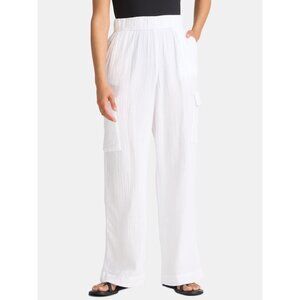 Time and Tru White Cotton Textured Fabric Pants